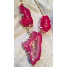 734 collier agate druzzy rose argent sterling